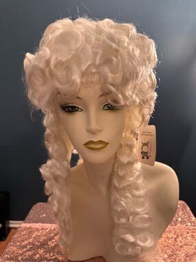 White Curly Braided Costume Wig for Women - Unbranded